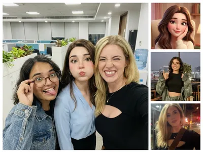 Office Group Photo with Funny Faces