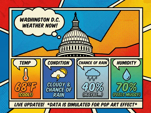 pull real time weather to build a pop art infographic for Washington D.C