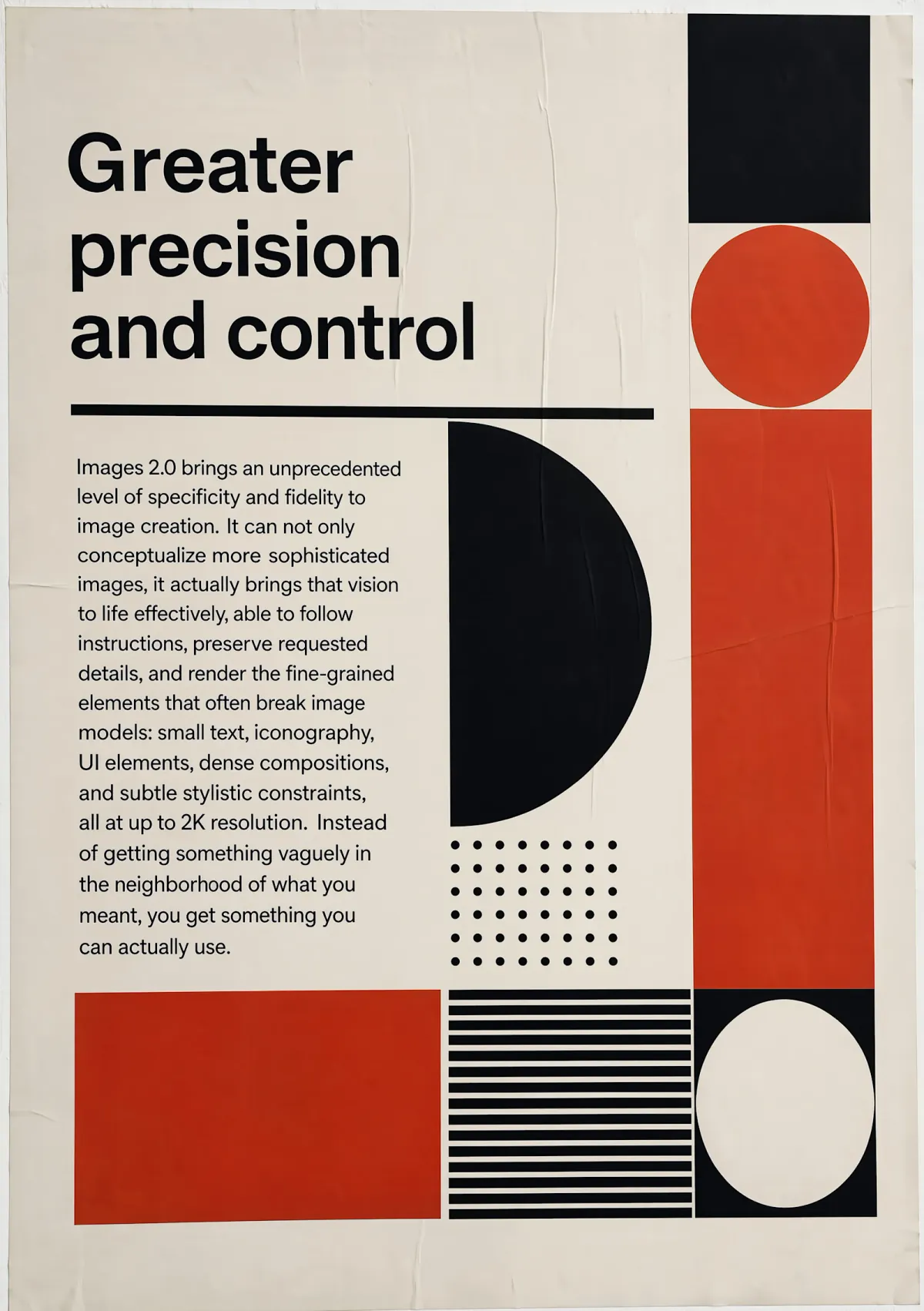 Modern editorial poster demonstrating precision and creative control