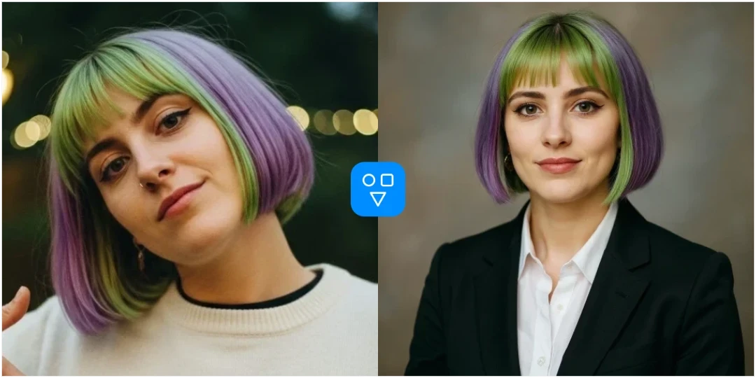 AI headshot example with a colorful portrait