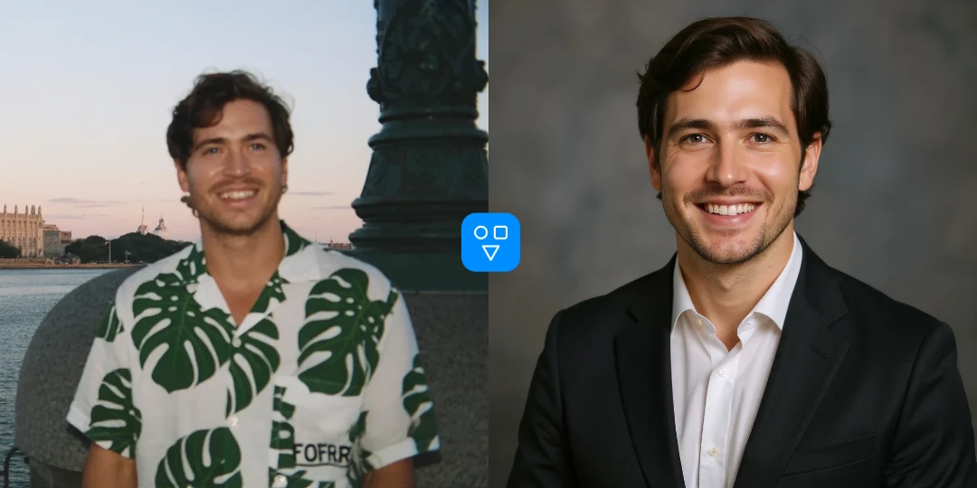 AI headshot transformation example