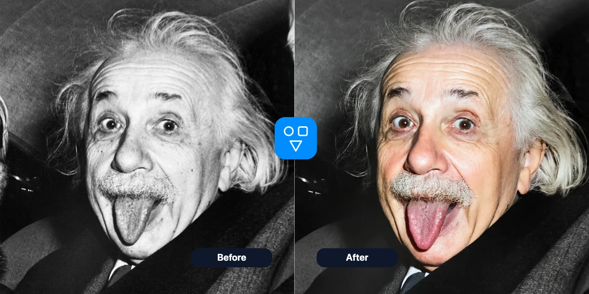 AI image restoration example